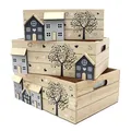 Produktbild: UNUS Holzkisten 3er Set, Holzdeko im Landhausstil, 26 x 16 x 10 cm mit Pflanzfolie, Bepflanzbare Aufbewahrungsbox Holz, Dekokisten als Geschenk, Dekoration für Balkon oder Innenbereich