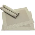 Produktbild: Abwaschbare Tischsets 4er Set in beige - Platzsets als rutschfeste und hitzebeständige Deko Esstisch Unterlagen in 46 x 33 cm - Tisch Platzdeckchen aus abwischbarem PVC für Tischdeko