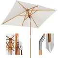 Produktbild: Sekey Sonnenschirm Ø 200 cm Rechteckig – Holz Balkonschirm, Marktschirm mit Knickgelenk, UV50+, für Garten & Terrasse, Creme - Creme