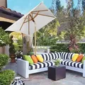 Produktbild: 200 X 150cm Holz Sonnenschirm Für Garten, Rechteckiger Balkonschirm, Sonnenschutz Bis Uv 50+, Creme