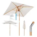 Produktbild: Sekey 200 × 150 cm Rechteckig Holz Sonnenschirm Marktschirm Gartenschirm Terrassenschirm Balkonschirm mit knickbar UV50+ Creme