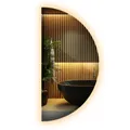 Produktbild: Halbkreis Halbmond Wandspiegel mit LED Rahmenlos Modern Premium Wohnzimmer 80 cm
