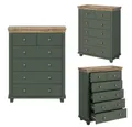 Produktbild: Lomadox Kommode EPSOM-83, Kommode Landhausstil in grün mit Lefkas Eiche Nb. 90/112,5/42 cm
