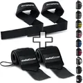 Produktbild: Fitgriff® Handgelenk Bandagen + Zughilfen (2er Set) - für Krafttraining, Fitness, Bodybuilding, Gewichtheben, Gym, Kraftsport - für Frauen und Männer (Black)