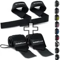 Produktbild: ® Handgelenk Bandagen + Zughilfen 2er Set - für Krafttraining Fitness Bodybui...