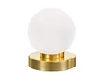 Produktbild: Kleine Touch Tischleuchte Höhe 15cm Glaskugel Weiß, Sockel Messing