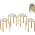 Produktbild: HOMCOM 4er Set Esszimmerhocker Stapelhocker Hocker Küchenhocker Cremeweiß
