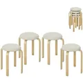 Produktbild: 4ER Set Esszimmerhocker Stapelhocker Hocker mit Leinenoptik für Wohnzimmer Creme