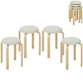 Produktbild: HOMCOM Esszimmerhocker 4er Set Stapelhocker für Esszimmer Cremeweiß