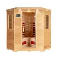 Produktbild: Home Deluxe – Infrarotkabine REDSUN XXL –150 x 150 x 190 cm - für 2-4 Person, 8 Keramikstrahler, Holz: Hemlocktanne I Infrarotsauna, Sauna, Wärmekabine, Infrarot