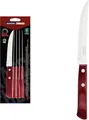 Produktbild: Tramontina Steakmesser, Pizzamesser, Set 6-teilig, 6 Steakmessern aus Edelstahl, Holzgriff rot FSC