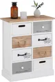Produktbild: Kommode SALVA im Vintage Look mit 8 unterschiedlichen Schubladen, Shabby chic Schubladenschrank, weiß lasiertes Standregal