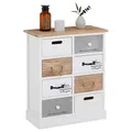 Produktbild: CARO-Möbel Kommode Salva im Vintage Look mit 8 unterschiedlichen Schubladen, Shabby chic Schubladenschrank, weiß lasiertes Standregal
