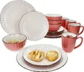 Produktbild: OSITA Rose Weiß 16tlg Kombiservice Steingut 4 Personen Becher Schalen Teller Relief