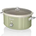 Produktbild: Swan Retro SF17031GNEU Slow Cooker 6,5L Abnehmbarer Kochbehälter, PFOA- und PTFE-freier Keramischer Antihaft-Behälter, 3 Temperaturstufen, Glasdeckel, Vintage-Design, Grün, 320W