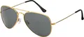 Produktbild: Sonnen Brille Designer Piloten Herren Sonnenbrille mit Kunstoffrahmen 30573 Schwarz Gold
