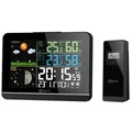 Produktbild: Funk-Wetterstation mit Farbdisplay Außensensor Schimmelwarner Hygrometer Barometer Datumsanzeige Mondphase Schwarz Frostalarm Wecker