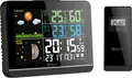 Produktbild: Funk-Wetterstation mit Farbdisplay Außensensor Schimmelwarner Hygrometer Barometer Datumsanzeige Mondphase Schwarz Frostalarm Wecker