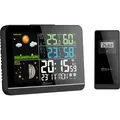 Produktbild: Funk-Wetterstation mit Farbdisplay Außensensor Schimmelwarner Hygrometer Barometer Datumsanzeige Mondphase Schwarz Frostalarm Wecker - Schwarz