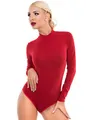 Produktbild: Evoni Damen Body langarm I blickdichter Bodysuit mit Halbkragen für Frauen I Langarmbody aus Baumwolle I Women Body Shaper I Jumpsuit S Rot