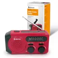 Produktbild: Denver SCR-2010MK2 Kurbelradio Notfallradio Solar – AM/FM Weltempfänger mit Handkurbel - Solarpanel - 2000mAh Powerbank - LED Taschenlampe & SOS – Radio für Notfall - Camping & Outdoor