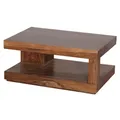 Produktbild: Wohnling Couchtisch Sheesham Massivholz 90x60x40 cm, Wohnzimmertisch braun, Wohnzimmermöbel modern, Massivholzmöbel Echtholz