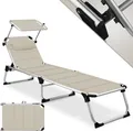 Produktbild: KESSER® Sonnenliege SUN mit Dach Gartenliege Liegestuhl klappbar Sonnendach Verstellbarer Rückenlehne , ergonomisch, gepolsterter Liegefläche, Aluminium Liege Gartenstuhl tragbar Strandliege