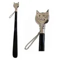 Produktbild: Schmuck Schuhanzieher Motiv Katze schwarz – Anziehhilfe aus Kunststoff