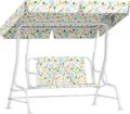 Produktbild: AIYAPLAY Kinder Hollywoodschaukel 2-Sitzer Kinderschaukel mit verstellbarem Sonnendach, Sicherheitsgurt Gartenschaukel für 3-6 Jahre Kinder Weiß 110 x 74 x 113 cm