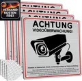 Produktbild: Videoüberwachung Schild 15x15cm gebürstetes Aluminium selbstklebend für privat &