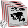 Produktbild: Videoüberwachung Schild DSGVO Warnschild Aluminium 15x15cm 4 Stück