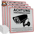 Produktbild: Videoüberwachungsschild selbstklebend 15x15cm gebürstetes Aluminium Warnschild