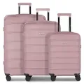 Produktbild: d&n South Dakota 4 Rollen Kofferset 3-teilig mit Dehnfalte  roségold