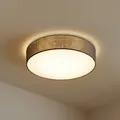 Produktbild: Lindby Textil Deckenleuchte rund 50 cm, Deckenlampe Stoff grau, 3x E27 max. 11W,