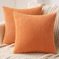 Produktbild: MIULEE 2er Set Kissenbezüge Kord Kissenhülle Dekorative Kissenbezug Sofakissen Couchkissen Dekokissen Zierkissenbezug Deko Kissenhülle mit Verstecktem Reißverschluss 50x50 cm Orange