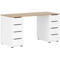 Produktbild: Mid.you Schreibtisch, Weiß, Eiche, Holzwerkstoff, 8 Schublade(n) Schubladen, rechteckig, 140x73.1x55.5 cm, in verschiedenen Holz-Dekoren erhältlich, Arbeitszimmer, Schreibtische, Bürotische