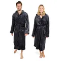 Produktbild: Blumtal Bademantel Damen & Herren XXL - OEKO-TEX zert. Morgenmantel mit Kapuze inkl. Doppelschlaufen für perfekte Passform - Bademantel für Sauna Anthrazit-Grau