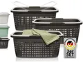 Produktbild: Hausfelder Wäschekorb Wäschewanne 58x37x25cm (Anthrazit-Schwarz, 3 Körbe, 35 l) (Set, 3 St., 3 x Wäschekorb), mit klappbaren Henkeln, mit Griffen, 35 Liter