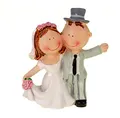 Produktbild: Hobbyfun Hochzeitspaar Figur Tischdeko 9 cm - Tortendeko Brautpaar mit Blumenstrauß bunt Handbemalt Polyresin Brautpaar Hochzeitstorte