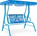 Produktbild: COSTWAY Kinder Hollywoodschaukel, 2-Sitzer Kinderschaukel mit verstellbarem Sonnendach & Sicherheitsgurten, Gartenschaukel für Kinder Blau