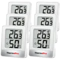 Produktbild: ThermoPro TP49-6 Kleines digitales Hygrometer, Innenthermometer, Raumthermometer, Temperaturmonitor und Feuchtigkeitsmesser für den Komfort des Büros zu Hause, Reptilienthermometer, 6 Stück