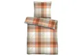 Produktbild: Biberna Bettwäsche BELAMIS, 135 x 200 cm, Orange, Karomuster, Biber, 2 teilig, Baumwolle, Polyester, mit Reißverschluss