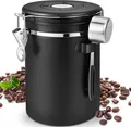 Produktbild: Kaffeedose Edelstahl Vakuum 1,8L mit Löffel für Kaffeebohnen Tee Nüsse Schwarz