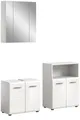 Produktbild: xonox.home Badezimmer-Set, (3tlg. Set bestehend aus WBU, Spiegelschrank, Standschrank breit), Weiß Hochglanz Melamin Modern 135x185x32 cm