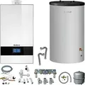 Produktbild: Buderus GB182i.2 Logaplus Gas-Brennwert Paket W42 weiß mit Regelung BC400 und Warmwasserspeicher S120 - 15 kW - 7739621354