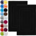 Produktbild: NatureMark Badematte 2er-Set Badvorleger 50x80cm, strapazierfähig, Baumwolle, rechteckig, Badematte 2-tlg., Duschmatte Duschvorleger, Premium Qualität, 50x80cm, Schwarz