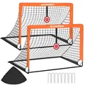 Produktbild: 2er Set Fußballtore Pop-Up Faltbar, 120x90cm Fussballtore für Garten mit 2 Zi...