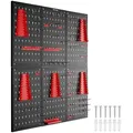 Produktbild: tectake Werkzeuglochwand, Schwarz, Rot, Metall, 240x60x2 cm, Nur In Filialen Erhältlich