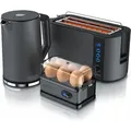 Produktbild: 3-teiliges Frühstücksset - Wasserkocher 1,5l, 4-Scheiben Toaster, 6er Eierkocher, Grau - Arendo