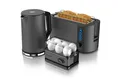 Produktbild: Arendo Frühstücks-Set Wasserkocher 1,5l, 4-Scheiben Toaster, 6er Eierkocher, Cool Grey (3-tlg), Edelstahl, 40°-100°C, LED-Display, 6 Bräunungsgrade, Messbecher